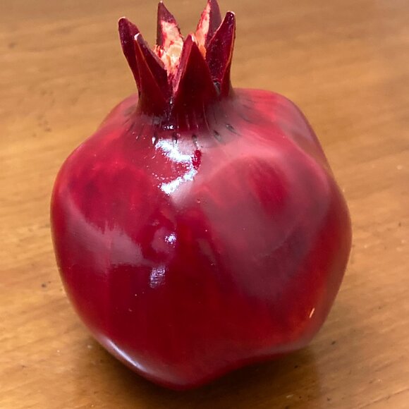 Red Pomegranate Figurine Wood Decortive - Picture 4 of 7
